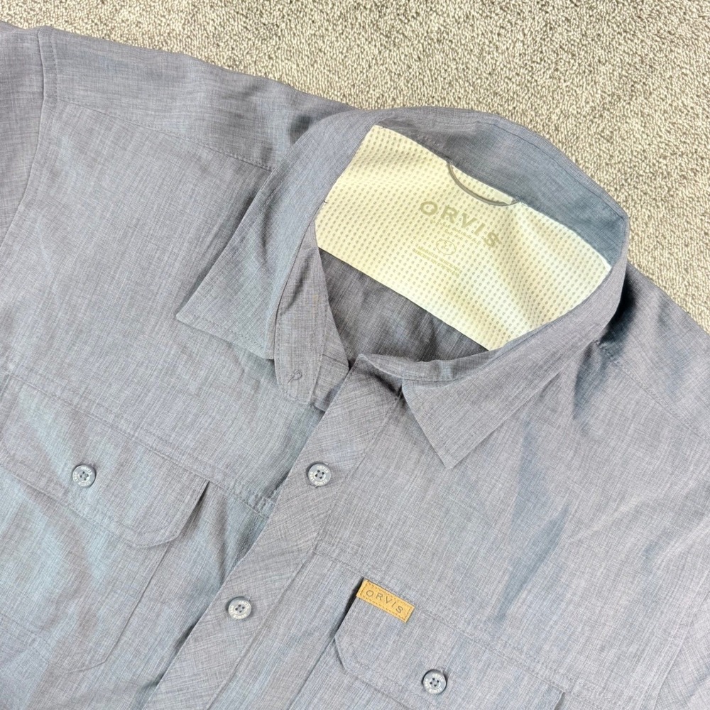 Orvis Classic Collection Mens Large Blue Short Sleeve Hiking Fishing Shirt L